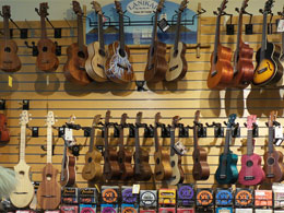 Haight Street ligt in het hippie kwartier of wat daarvan over mag zijn. Hier vind je veel op het gebied van muziek, zoals het Haight Asbury Music Center. Hier alleen al even een greep uit het ukulele-assortiment.