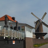 De bekende molen Rijn en Lek van Wijk bij Duurstede met terras van De Dijk. Goede bediening trouwens.